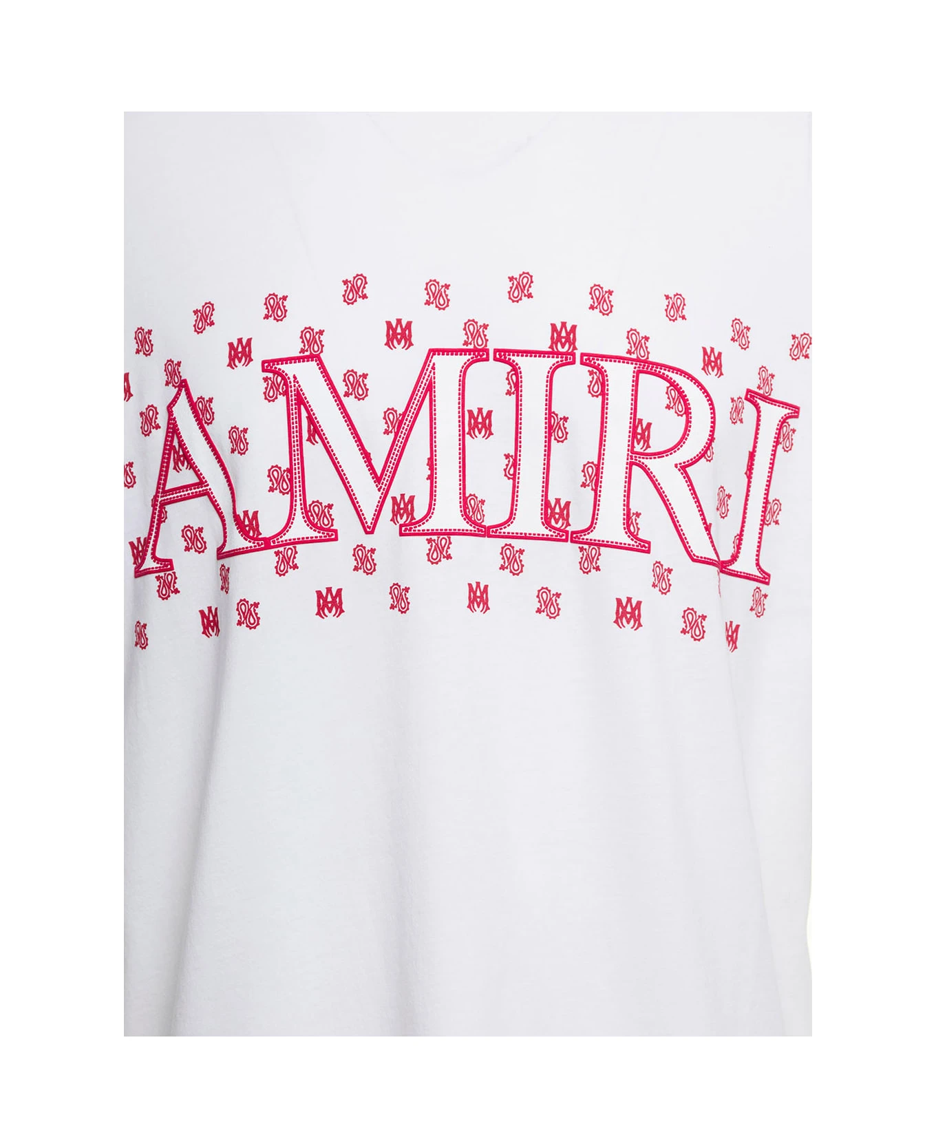 Amiri White Crewneck T-shirt With Front Logo Lettering Print In Cotton Man 3 Amiri White Crewneck T-shirt With Front Logo Lettering Print In Cotton Man - Image 3