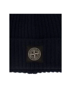 Stone Island Blue Knitted Beanie With Logo Patch At The Front In Wool Man -Volk Clothing Sales f73290223bc43f543393b90f8f0405a7