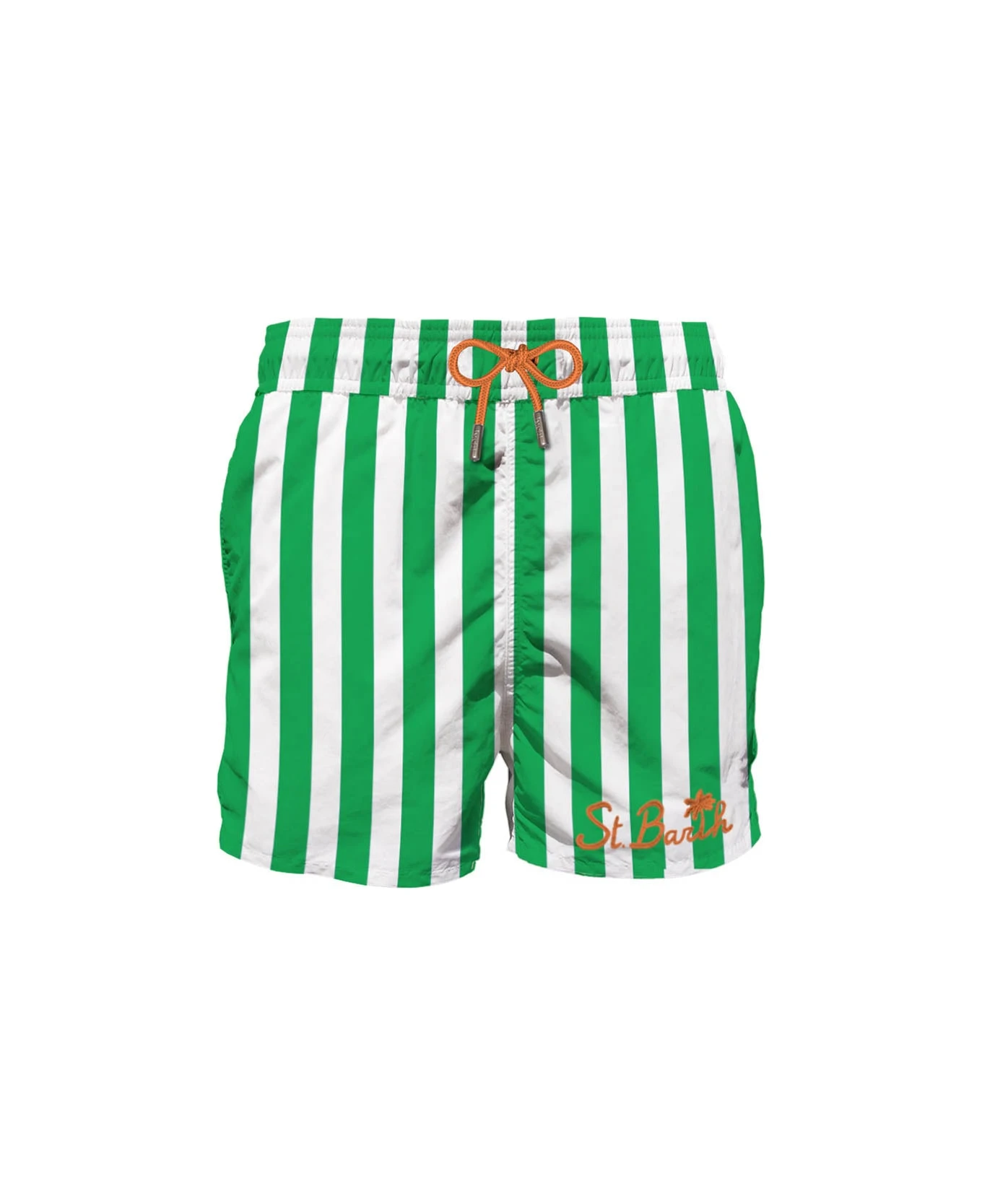 MC2 Saint Barth Green Mid-length Swim Shorts With Embroidery 1 MC2 Saint Barth Green Mid-length Swim Shorts With Embroidery