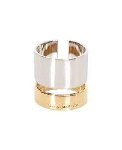 Alexander McQueen Logo Engraved Cut-out Ring