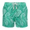 MC2 Saint Barth Man Light Fabric Swim Shorts With Green Paisley Print